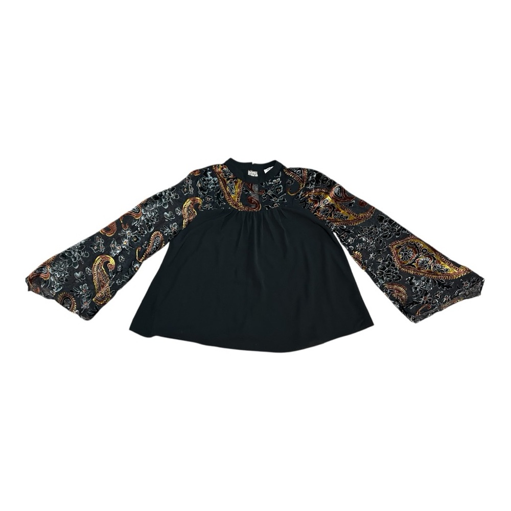 Umgee Bohemian- Black Paisley Long-Flared Sleeved Blouse! Size M!